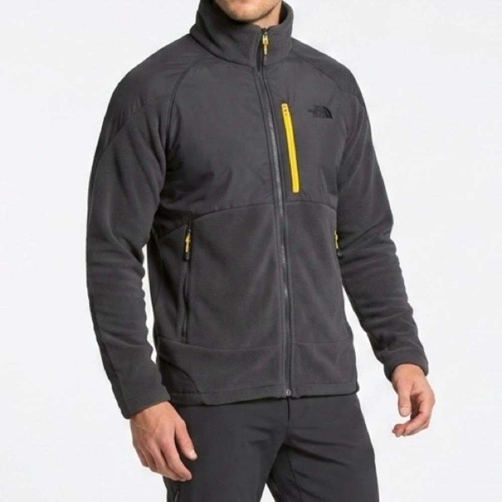 THE NORTH FACE Men's Polartec Fleece Full Zip Hybrid Jacket Gray Gorpcore Coat